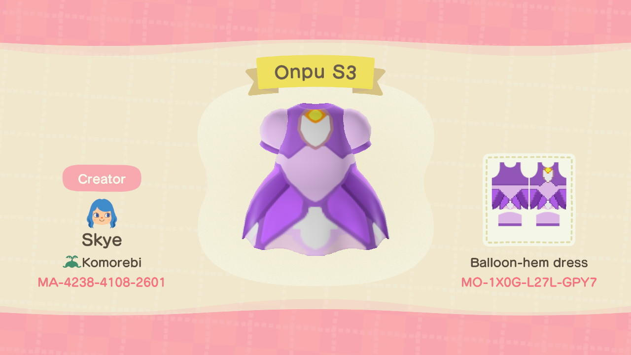 Animal Crossing Design Code: MO-1X0G-L27L-GPY7 Onpu S3