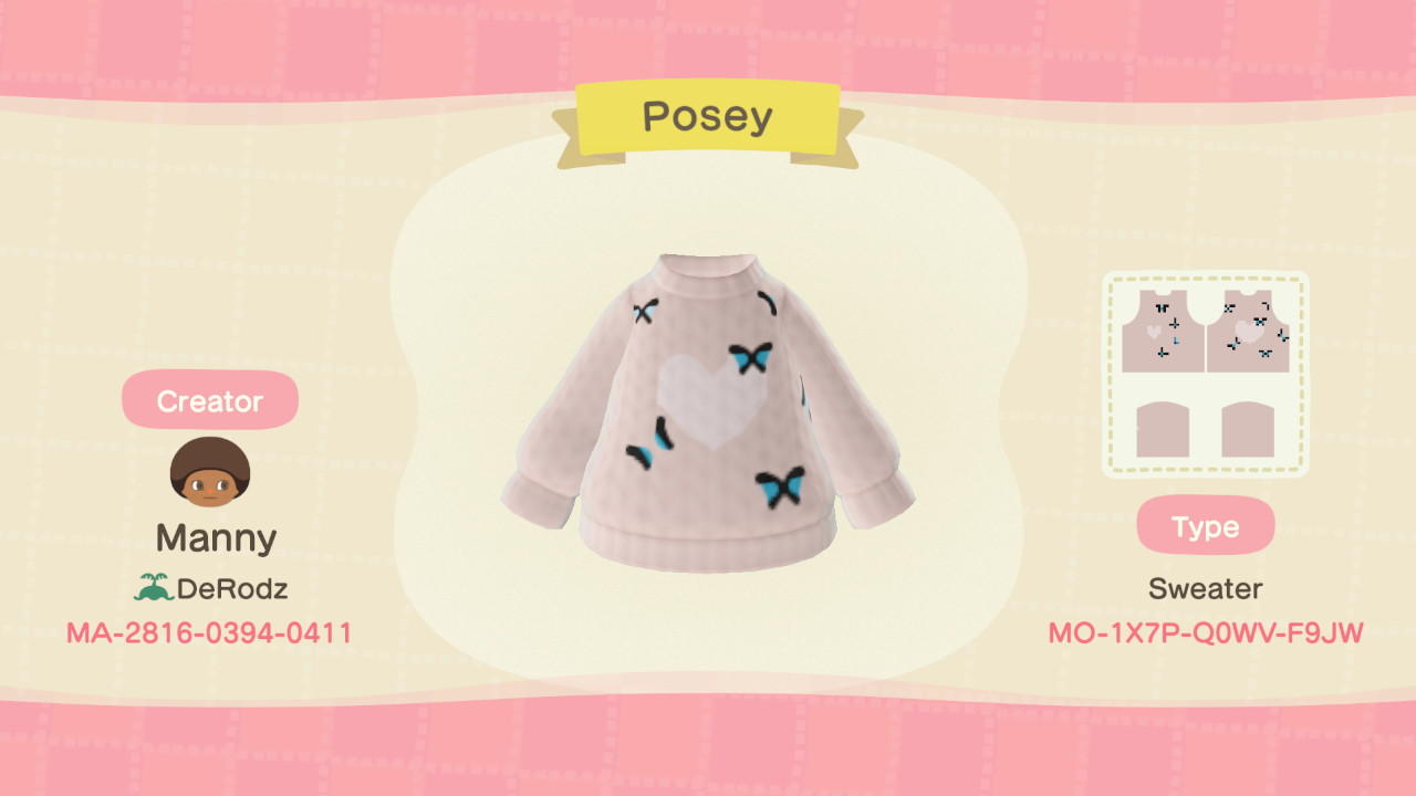 Animal Crossing Design Code: MO-1X7P-Q0WV-F9JW Posey