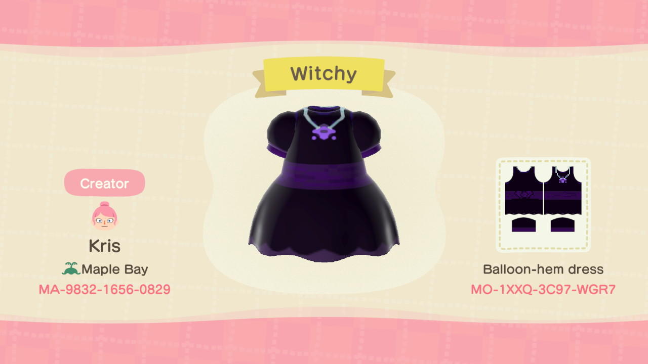 Animal Crossing Design Code: MO-1XXQ-3C97-WGR7 Purple Witch