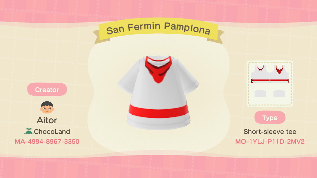 Animal Crossing Design Code: MO-1YLJ-P11D-2MV2 San Fermin Pamplona