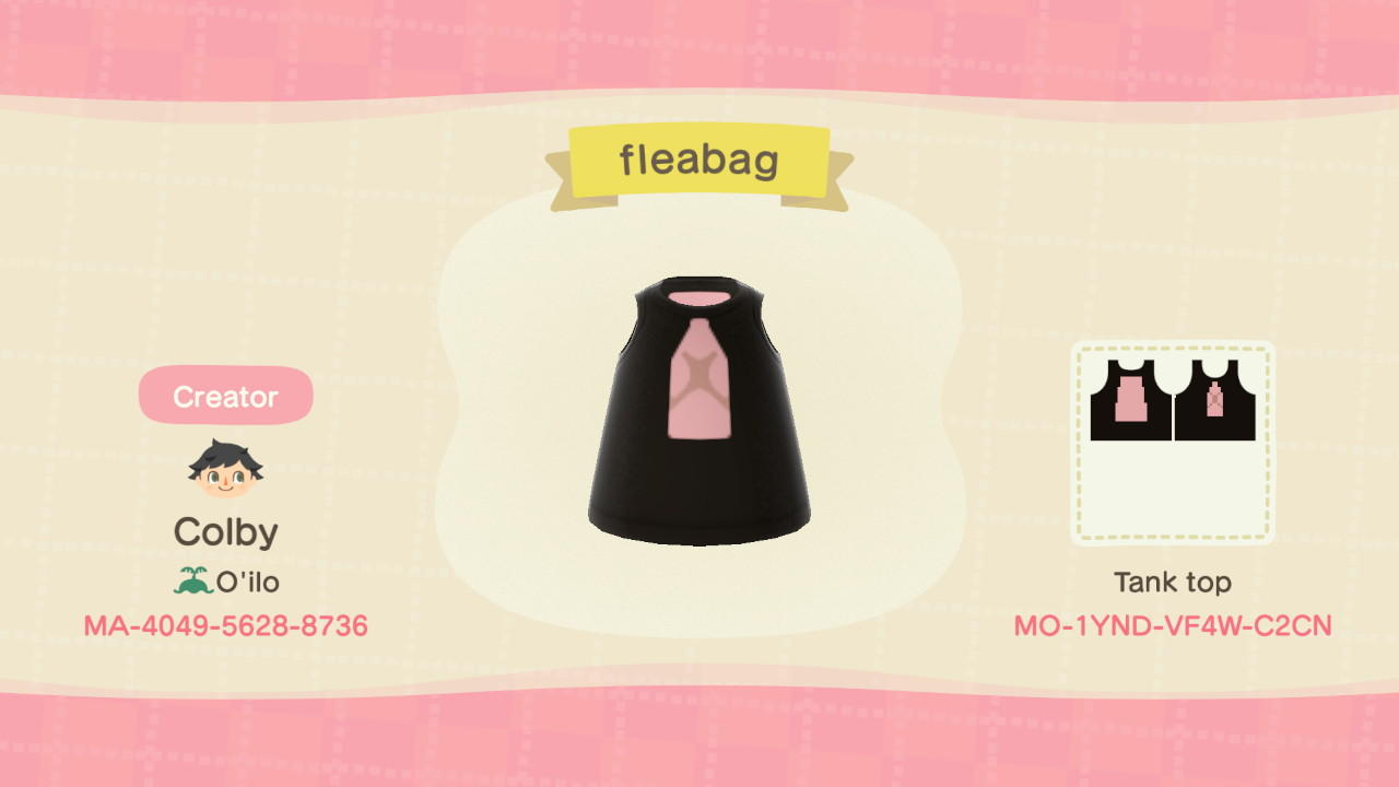 Animal Crossing Design Code: MO-1YND-VF4W-C2CN Fleabag