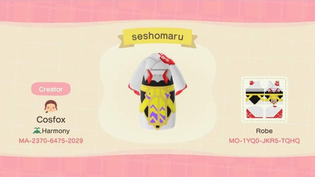 Animal Crossing Design Code: MO-1YQ0-JKR5-TQHQ Sesshomaru