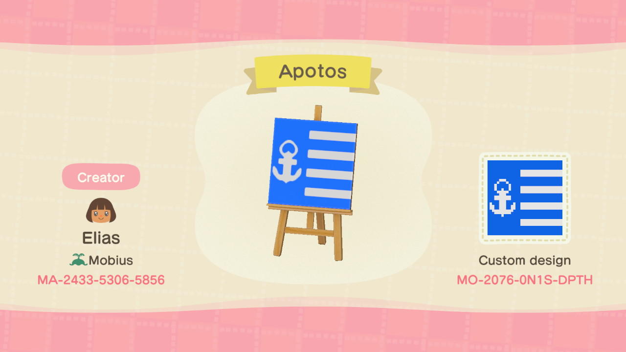 Animal Crossing Design Code: MO-2076-0N1S-DPTH Apotos