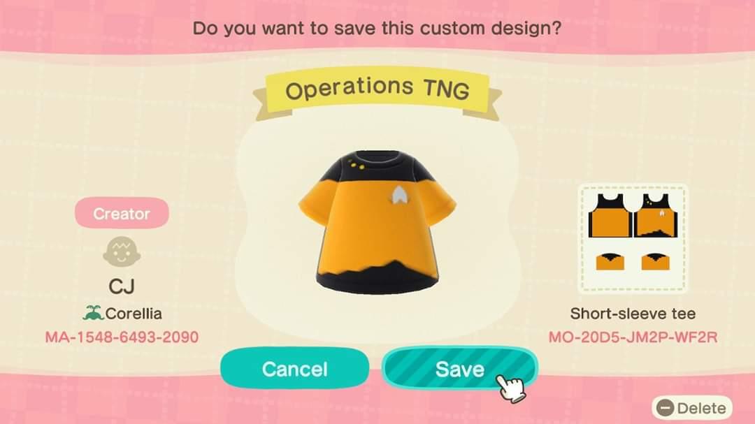 Animal Crossing Design Code: MO-20D5-JM2P-WF2R Operations TNG