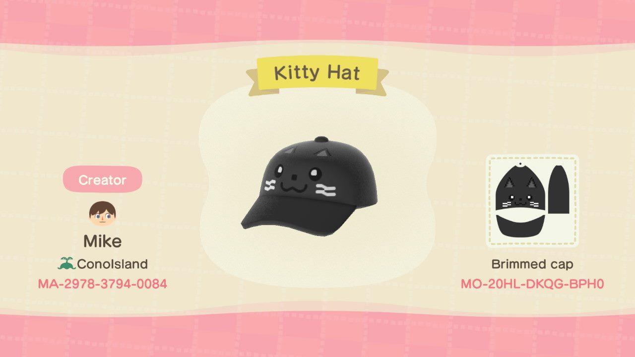 Animal Crossing Design Code: MO-20HL-DKQG-BPH0 Kitty Hat EO