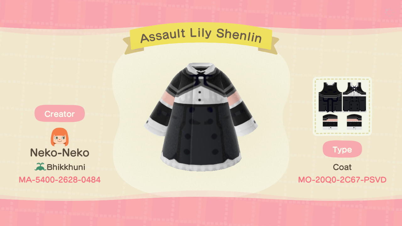Animal Crossing Design Code: MO-20Q0-2C67-PSVD Assault Lily Shenlin