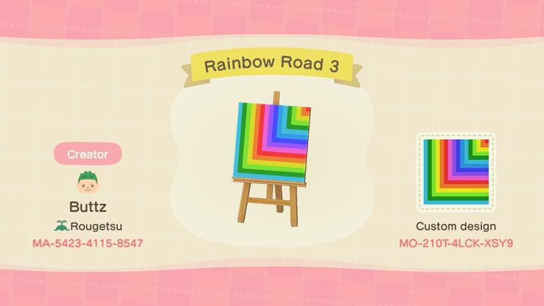 Animal Crossing Design Code: MO-210T-4LCK-XSY9 Rainbow Road 3