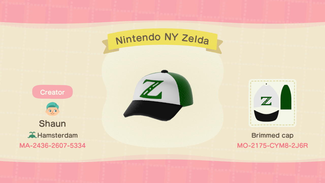 Animal Crossing Design Code: MO-2175-CYM8-2J6R Nintendo NY Zelda