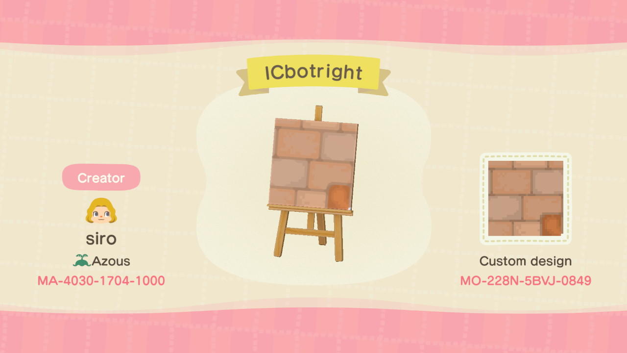 Animal Crossing Design Code: MO-228N-5BVJ-0849 Brick Path - ICBR