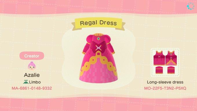 Animal Crossing Design Code: MO-22F5-T3N2-P5XQ Regal Dress