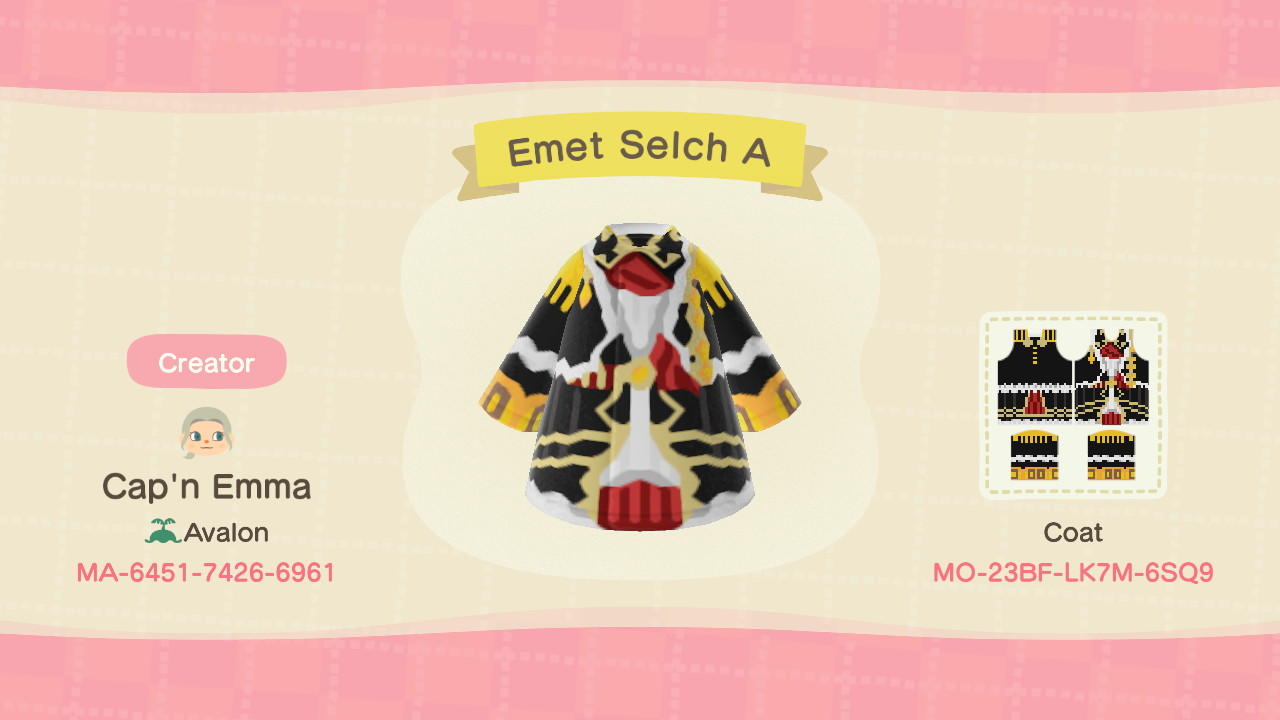 Animal Crossing Design Code: MO-23BF-LK7M-6SQ9 Emet Selch A