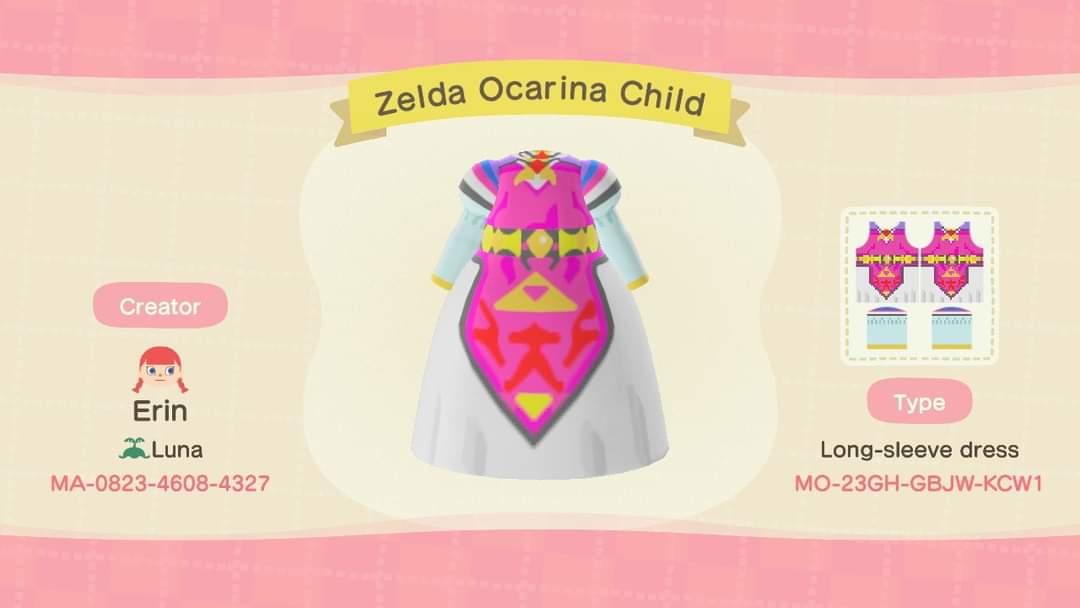 Animal Crossing Design Code: MO-23GH-GBJW-KCW1 Zelda Ocarina dress