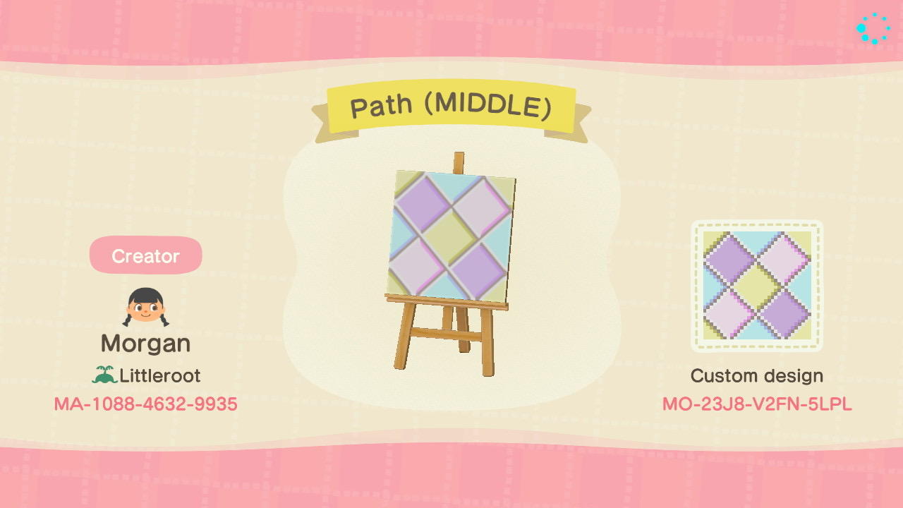 Animal Crossing Design Code: MO-23J8-V2FN-5LPL Path (MIDDLE)