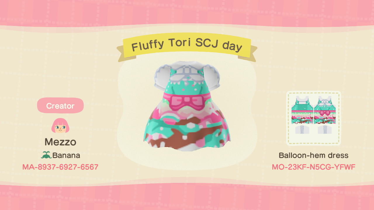 Animal Crossing Design Code: MO-23KF-N5CG-YFWF Fluffy Tor SCJ day