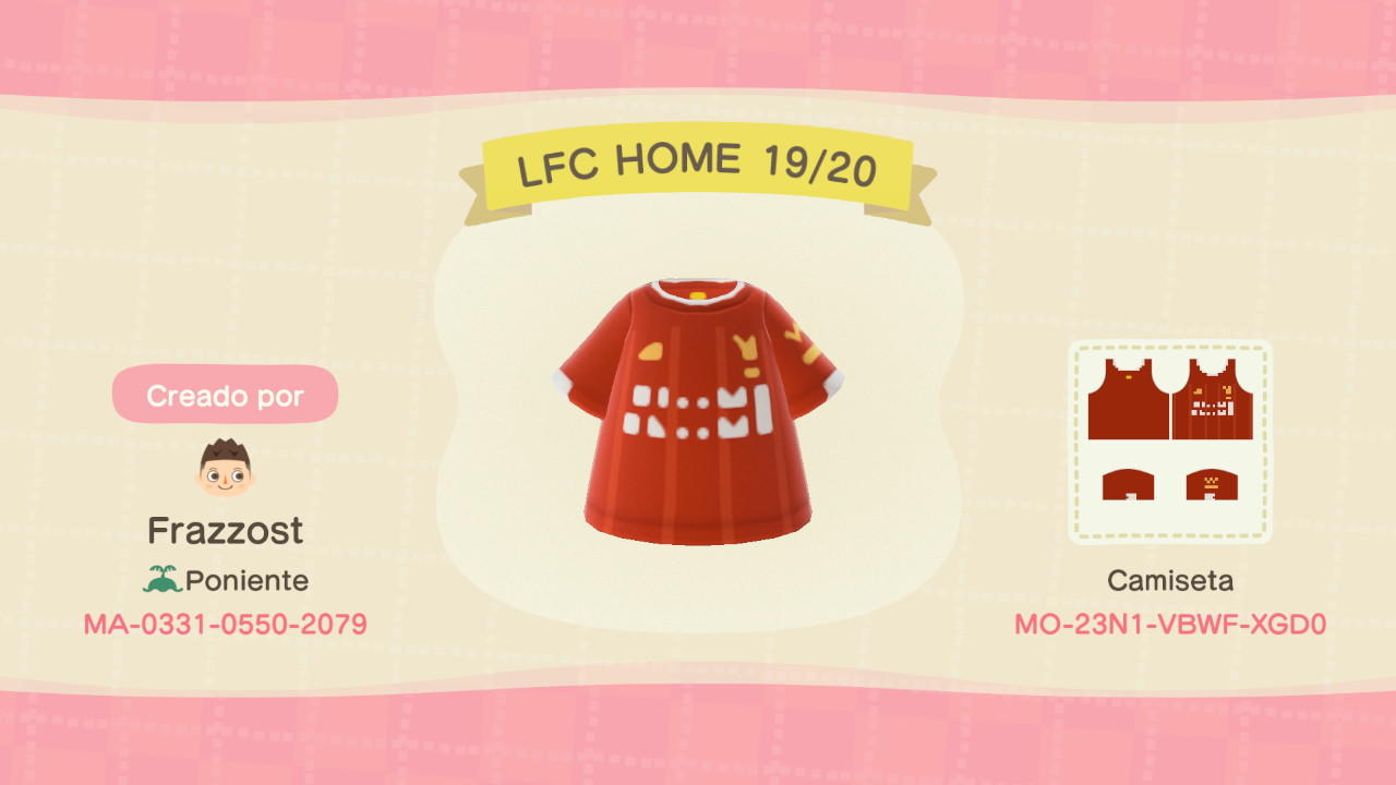 Animal Crossing Design Code: MO-23N1-VBWF-XGD0 Liverpool Home 19/20