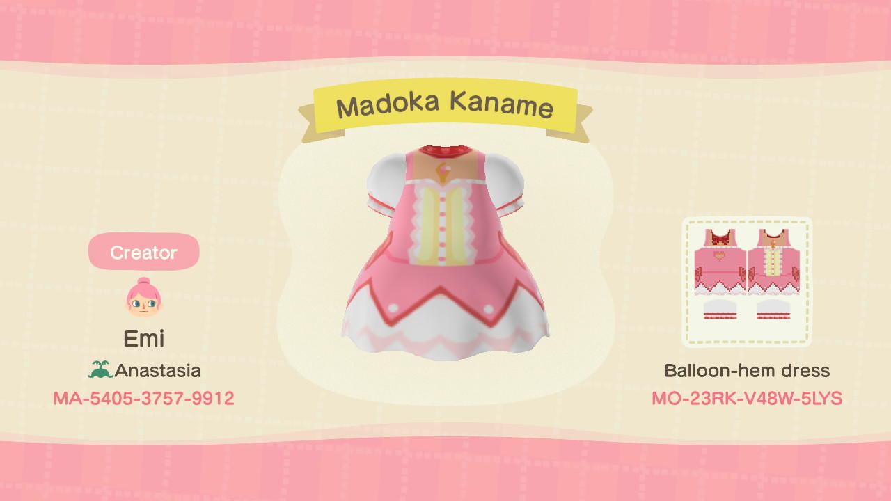 Animal Crossing Design Code: MO-23RK-V48W-5LYS Madoka Kaname