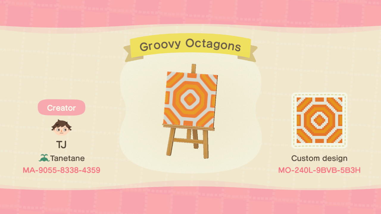 Animal Crossing Design Code: MO-240L-9BVB-5B3H Groovy Octagons