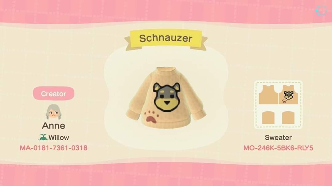 Animal Crossing Design Code: MO-246K-5BK6-RLY5 Schnauzer