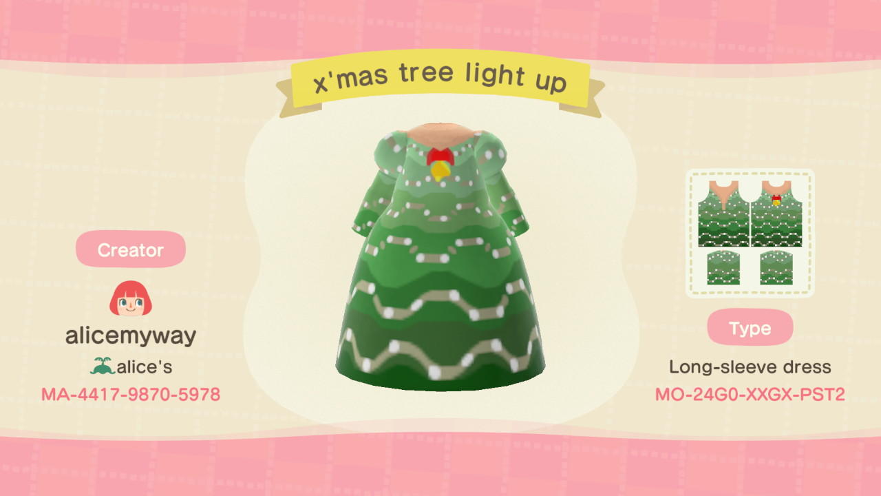 Animal Crossing Design Code: MO-24G0-XXGX-PST2 X'mas tree light up