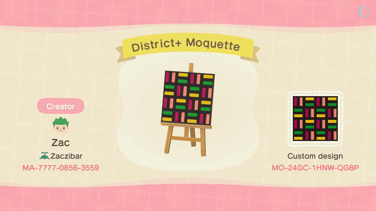Animal Crossing Design Code: MO-24GC-1HNW-QG8P District+ Tube