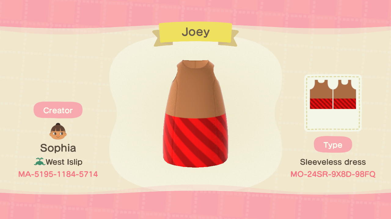 Animal Crossing Design Code: MO-24SR-9X8D-98FQ Joey