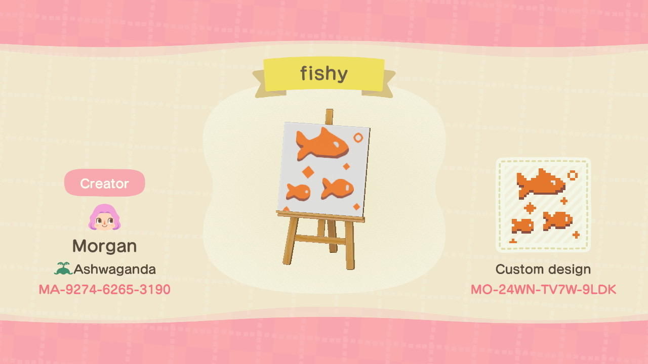 Animal Crossing Design Code: MO-24WN-TV7W-9LDK fishy