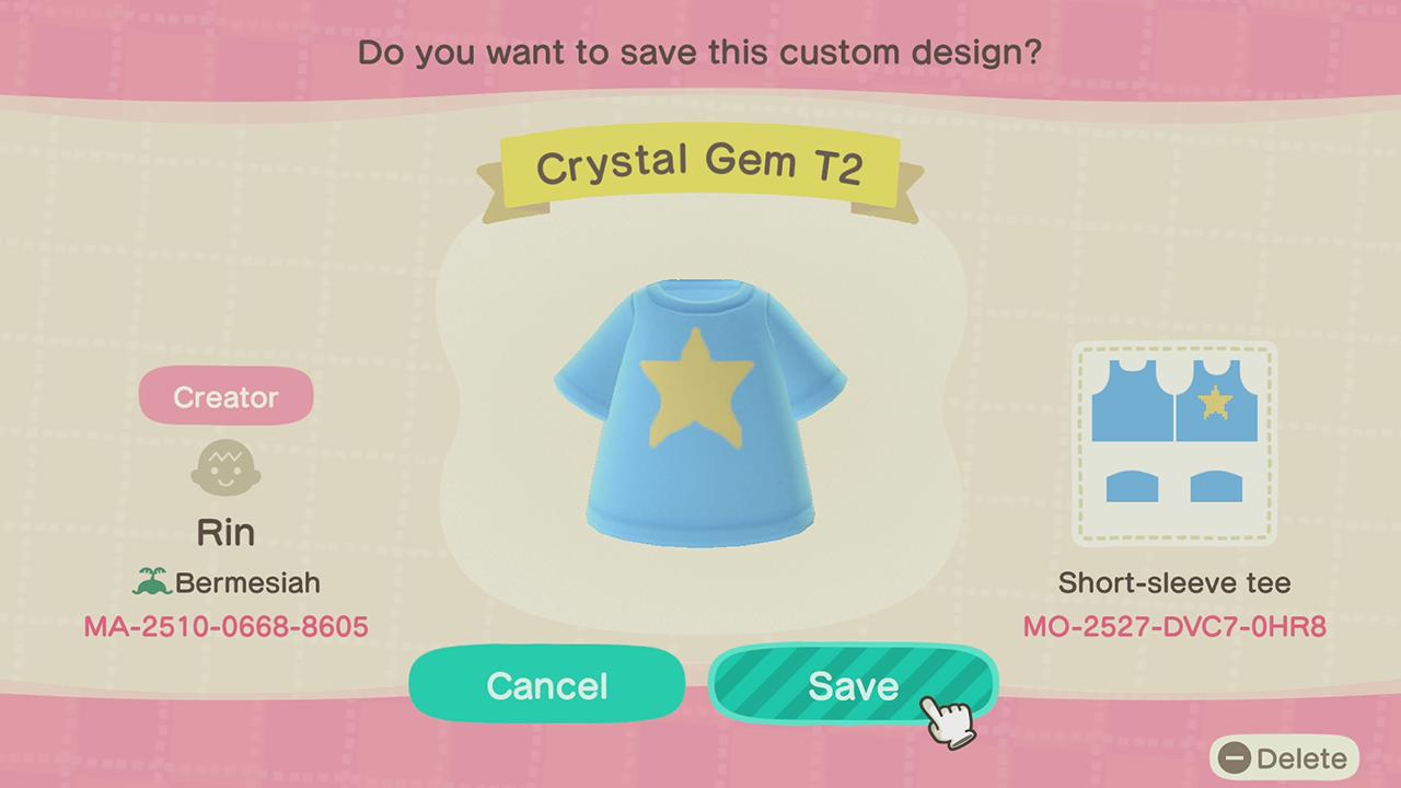 Animal Crossing Design Code: MO-2527-DVC7-0HR8 Steven Universe 2