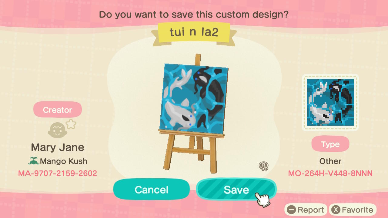Animal Crossing Design Code: MO-264H-V448-8NNN Tui n la2