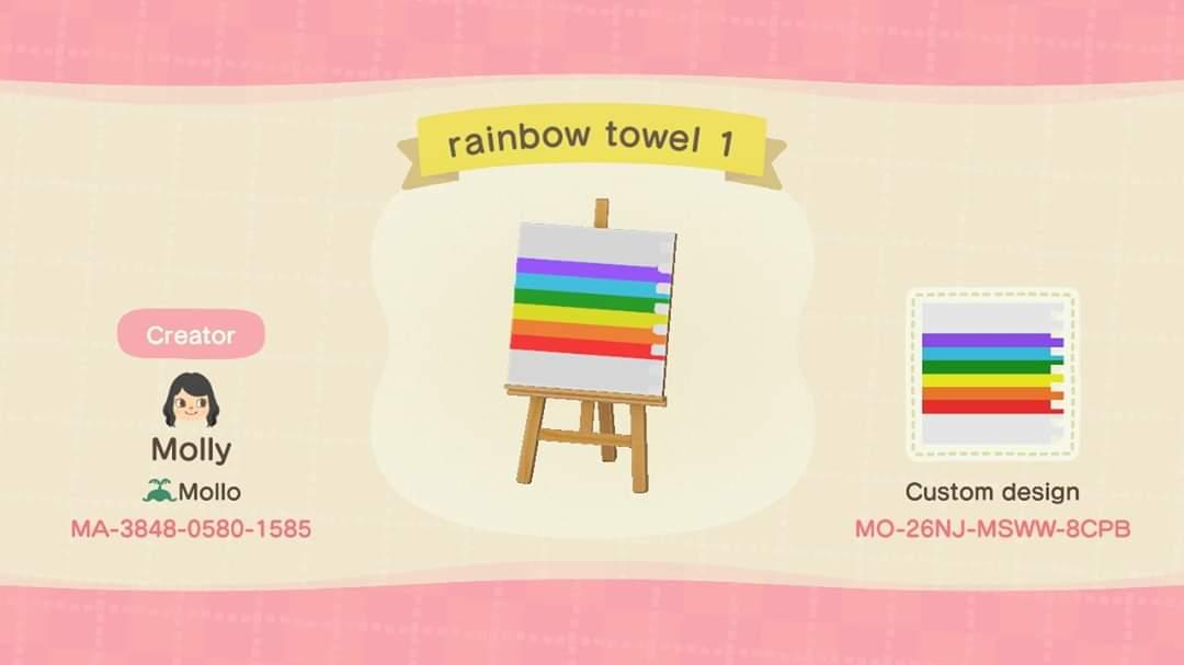 Animal Crossing Design Code: MO-26NJ-MSWW-8CPB Rainbow towel 1