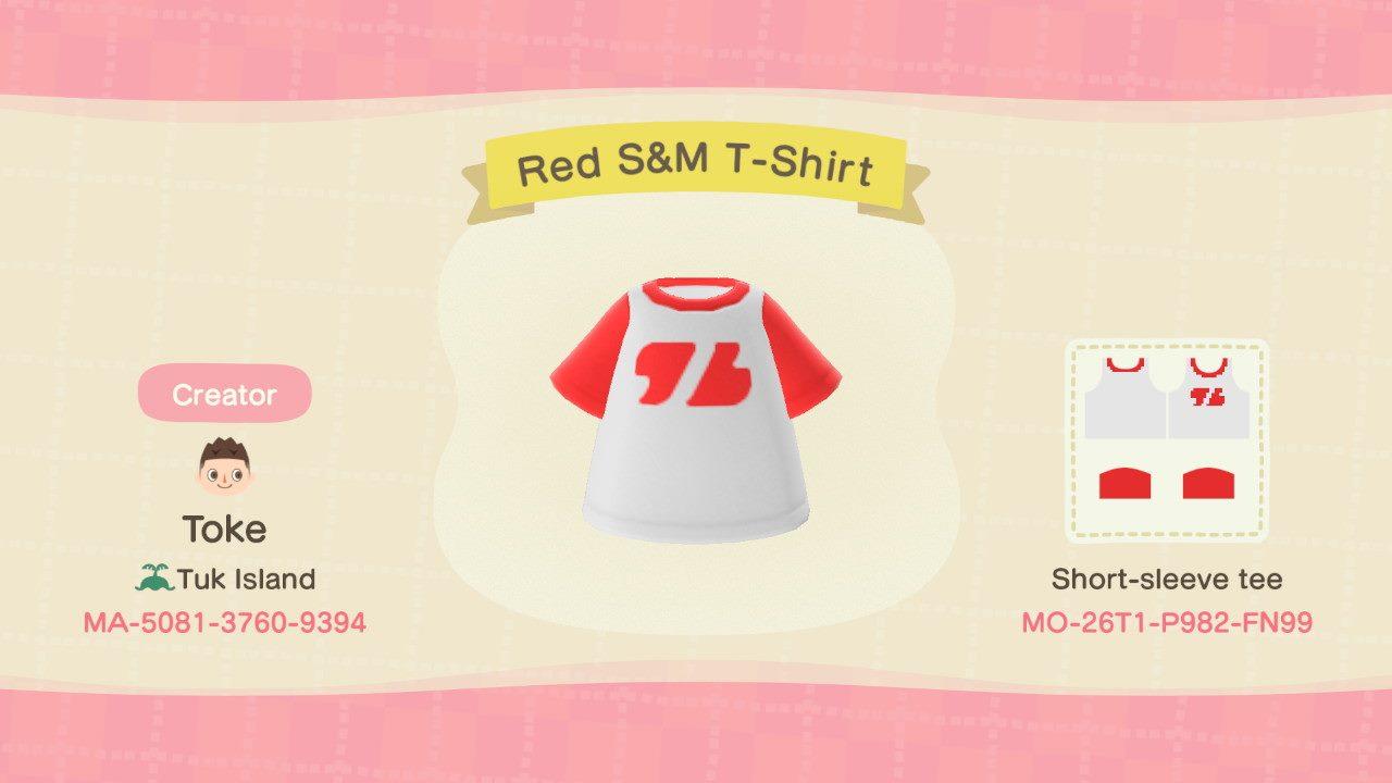Animal Crossing Design Code: MO-26T1-P982-FN99 Red S/M T-Shirt