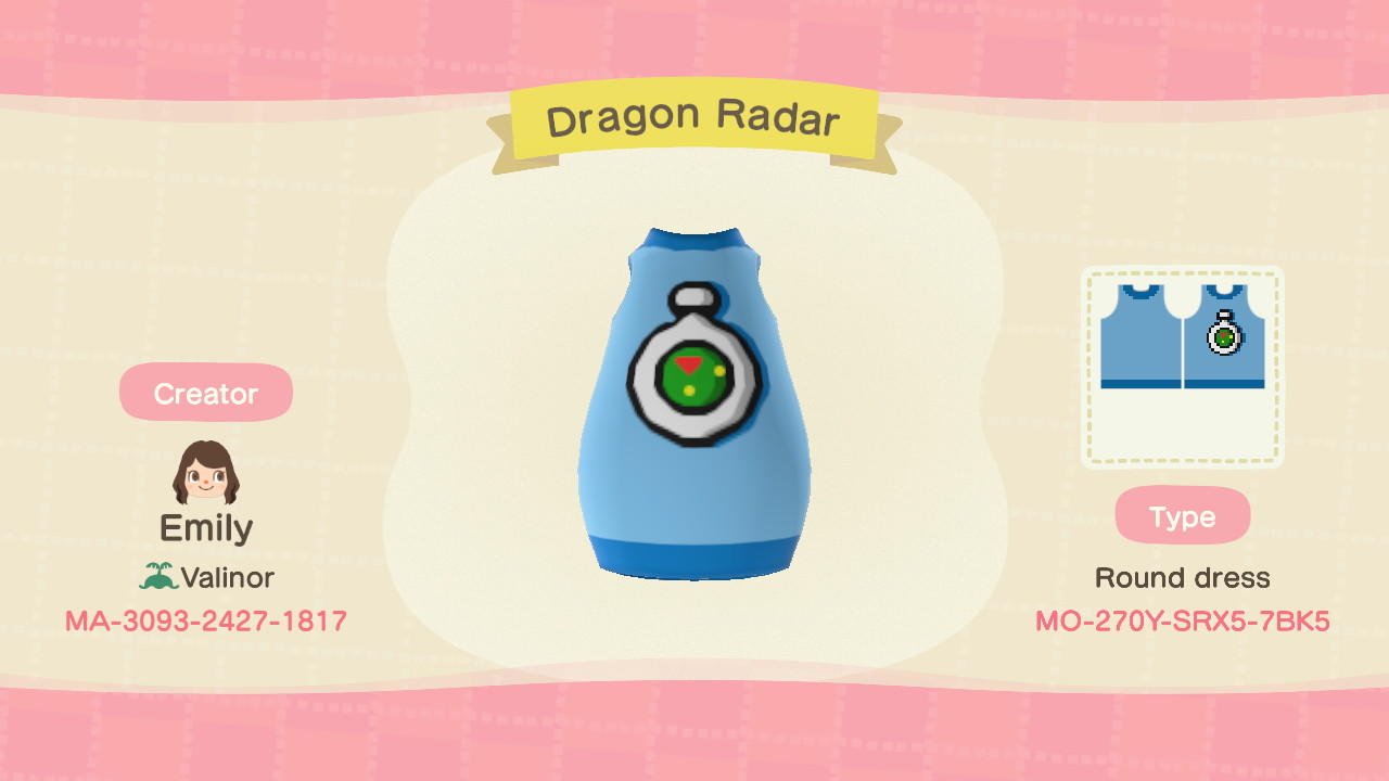 Animal Crossing Design Code: MO-270Y-SRX5-7BK5 Dragon Radar