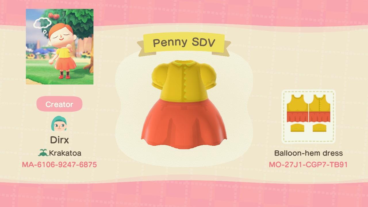 Animal Crossing Design Code: MO-27J1-CGP7-TB91 Penny Stardew Valley