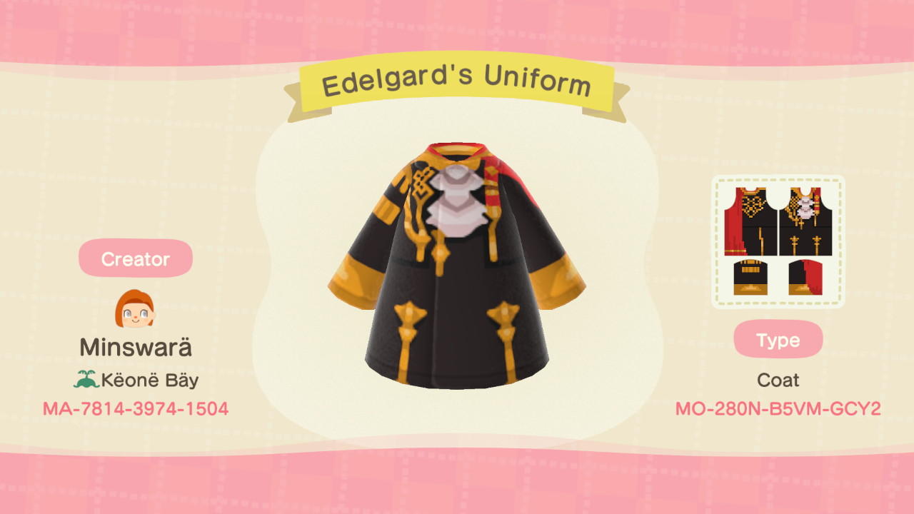 Animal Crossing Design Code: MO-280N-B5VM-GCY2 Edelgard's Uniform