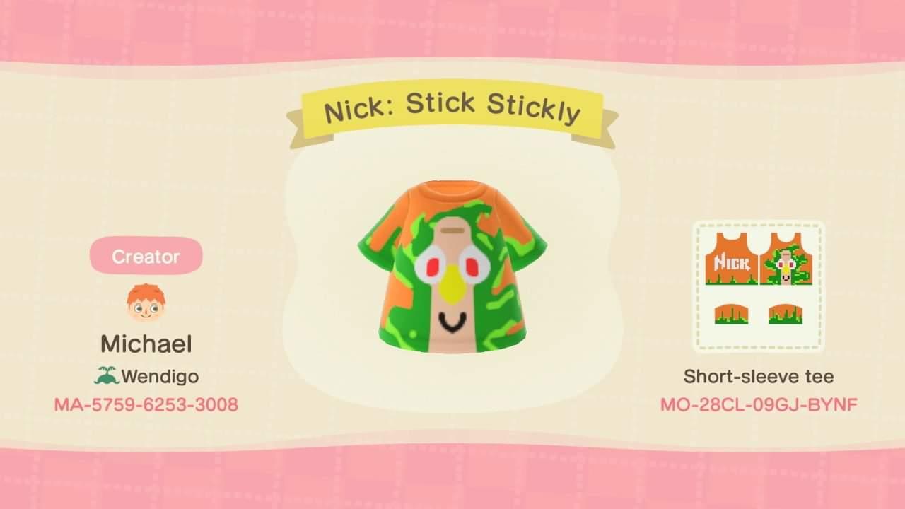 Animal Crossing Design Code: MO-28CL-09GJ-BYNE Nick: Stick Stickly