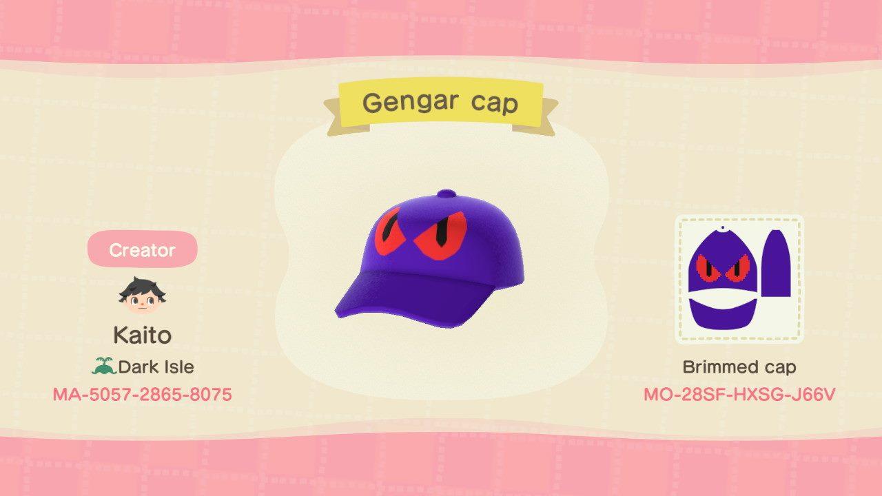Animal Crossing Design Code: MO-28SF-HXSG-J66V Gengar cap