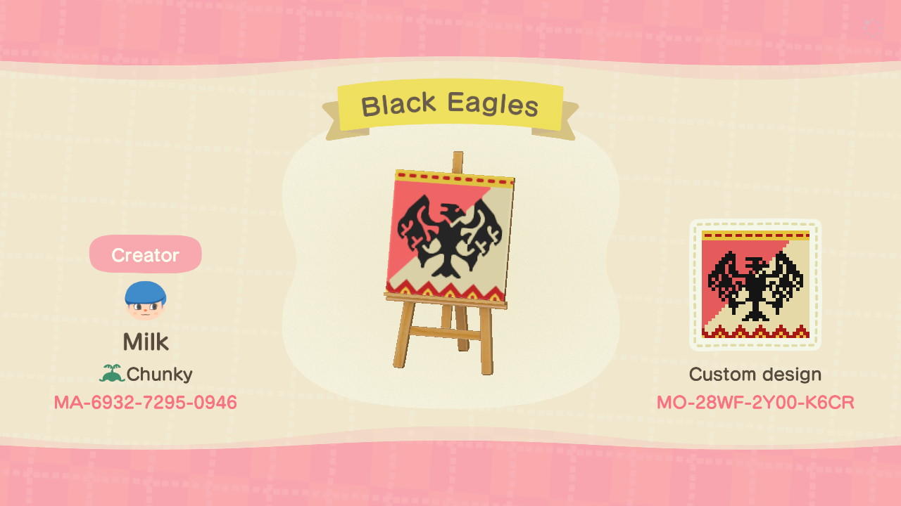 Animal Crossing Design Code: MO-28WF-2Y00-K6CR Black Eagles