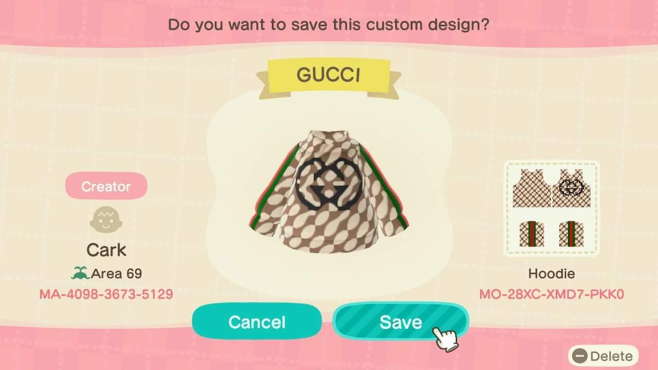 Animal Crossing Design Code: MO-28XC-XMD7-PKK0 GUCCI