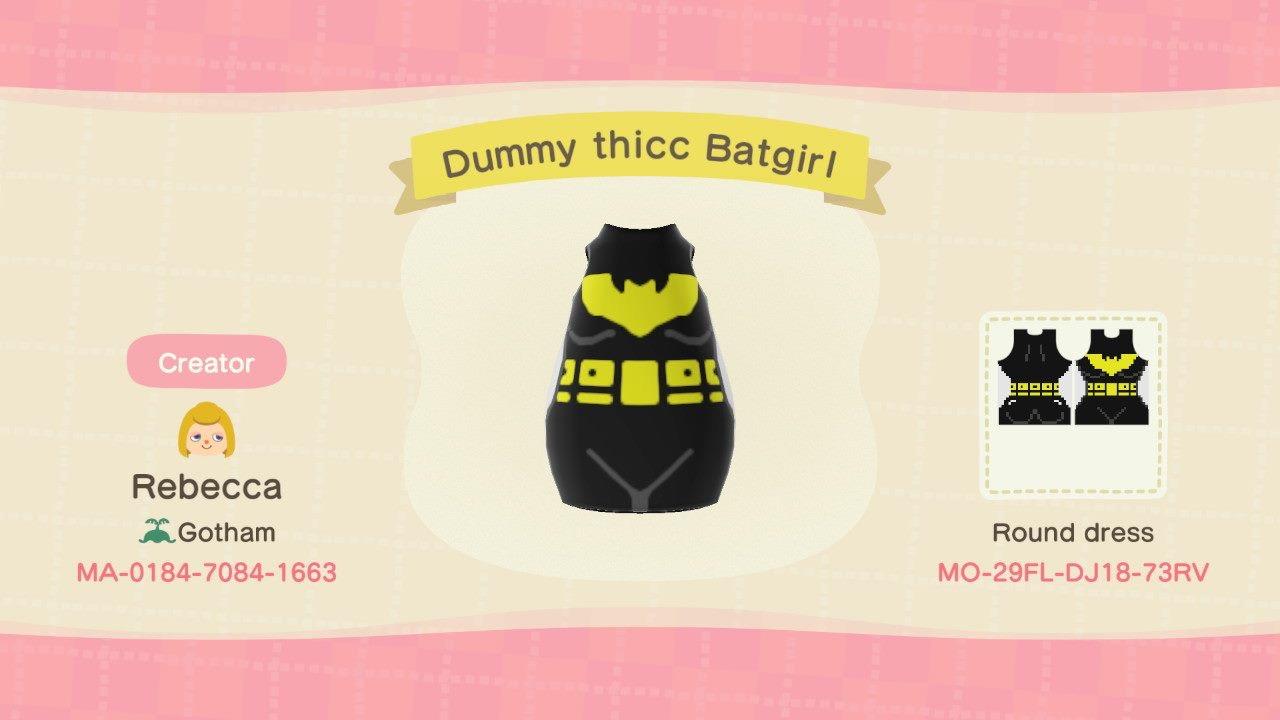 Animal Crossing Design Code: MO-29FL-DJ18-73RV Batgirl