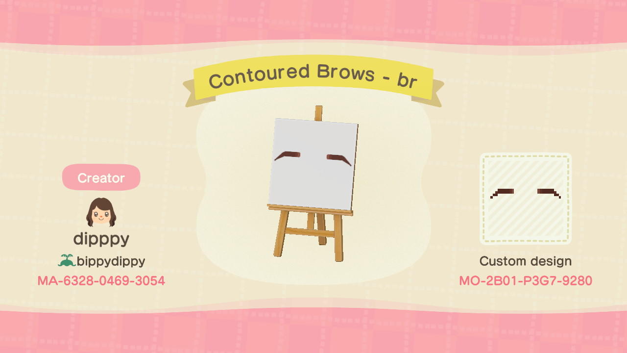 Animal Crossing Design Code: MO-2B01-P3G7-9280 Contoured Brows - br