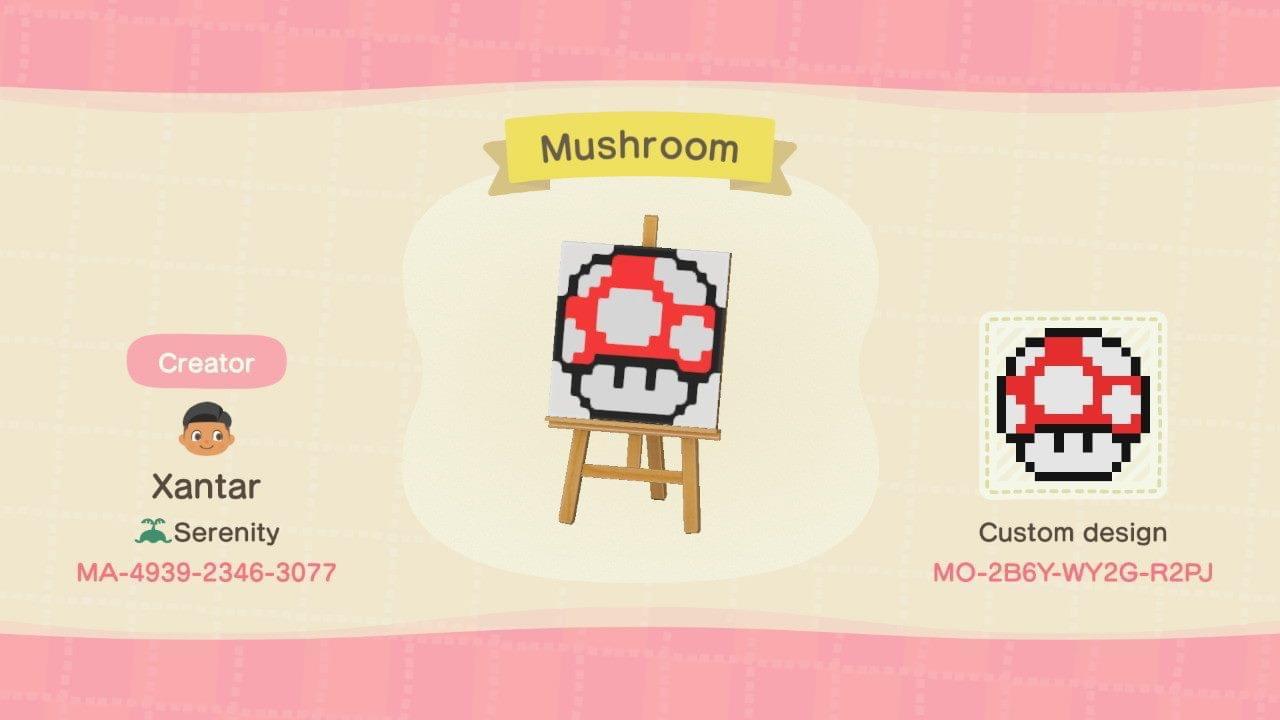Animal Crossing Design Code: MO-2B6Y-WY2G-R2PJ Power Mushroom
