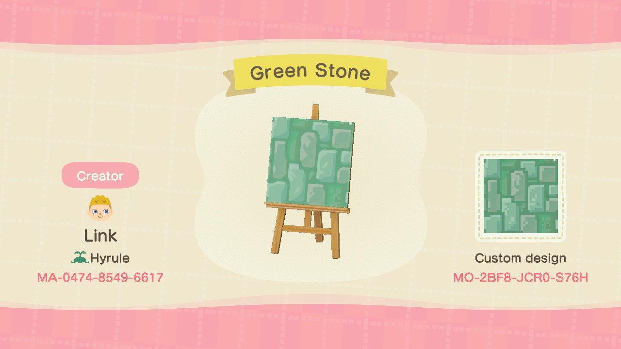 Animal Crossing Design Code: MO-2BF8-JCR0-S76H Green Stone