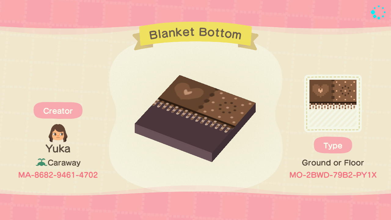 Animal Crossing Design Code: MO-2BWD-79B2-PY1X Blanket Bottom