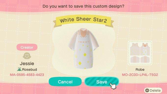 Animal Crossing Design Code: MO-2C0D-LP4L-T5G2 White Sheer Star2