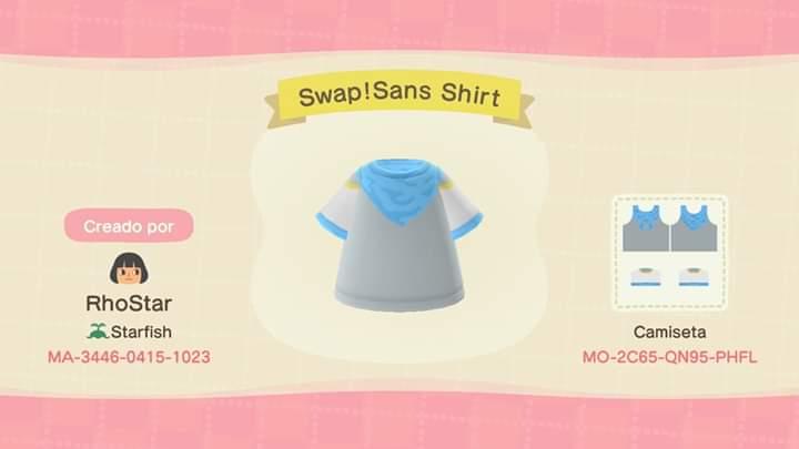 Animal Crossing Design Code: MO-2C65-QN95-PHFL Swap!Sans Shirt