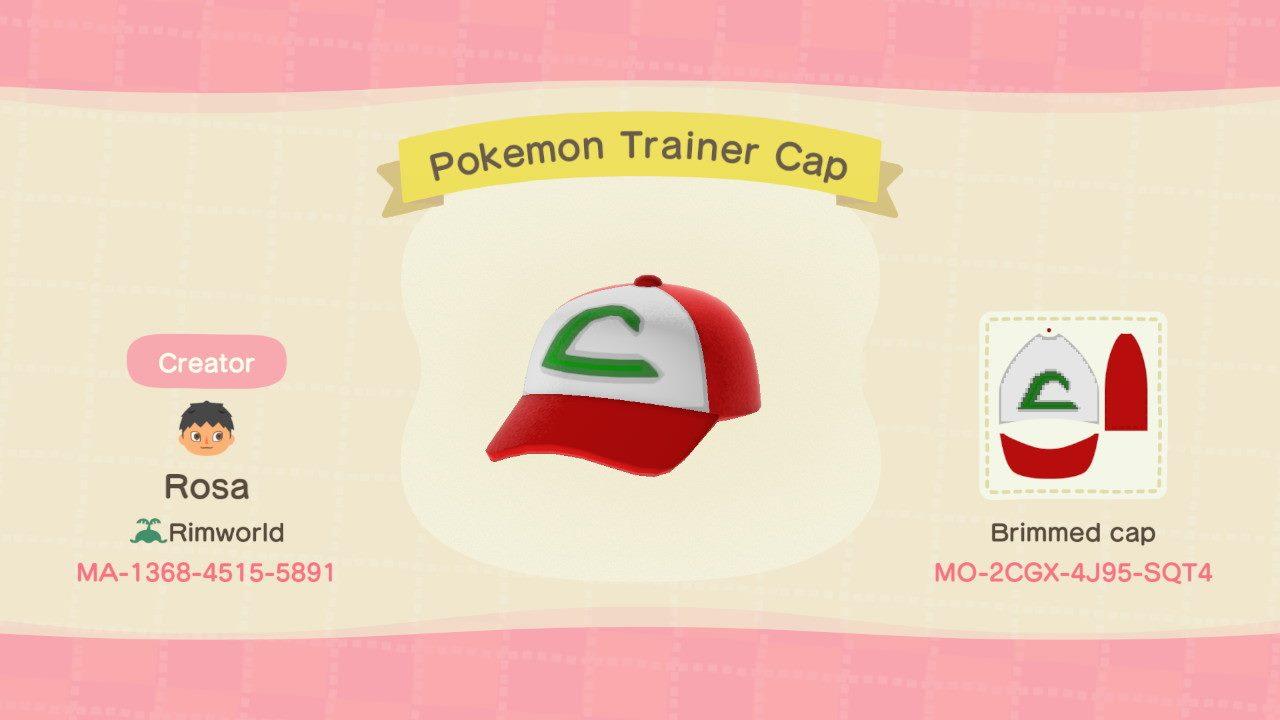 Animal Crossing Design Code: MO-2CGX-4J95-SQT4 Pokemon Trainer Cap