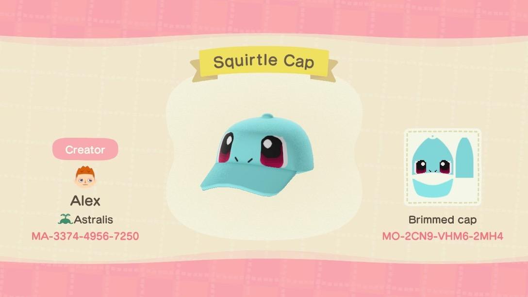 Animal Crossing Design Code: MO-2CN9-VHM6-2MH4 Squirtle Cap