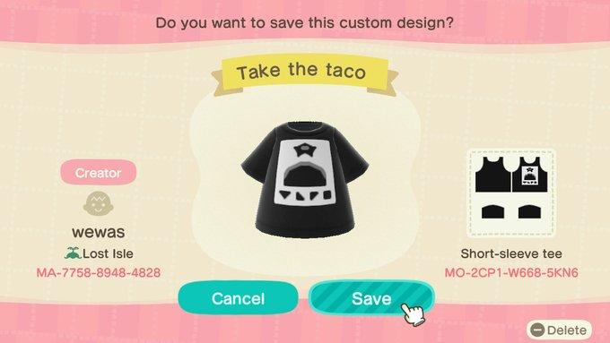 Animal Crossing Design Code: MO-2CP1-W668-5KN6 Take the Taco