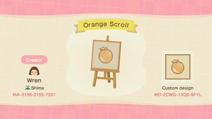 Animal Crossing Design Code: MO-2CWG-13Q9-9FYL Orange Scroll