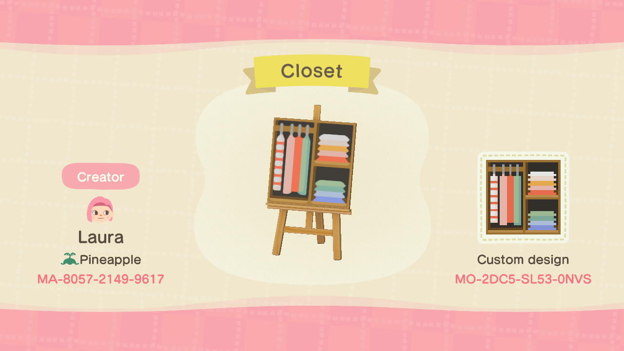 Animal Crossing Design Code: MO-2DC5-SL53-0NVS Mini closet