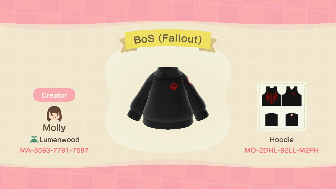 Animal Crossing Design Code: MO-2DHL-92LL-M2PH BoS (Fallout)